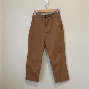 Everlane Cotton Cropped Straight-Leg Brown Twill Pants